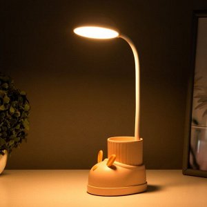 Лампа настольная «Ботинок заяц» LED 3 режима 3 Вт USB органайзер розовый 8x11x31 см RISALUX