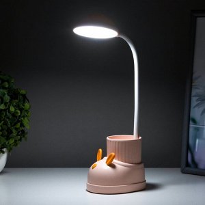 Лампа настольная «Ботинок заяц» LED 3 режима 3 Вт USB органайзер розовый 8x11x31 см RISALUX