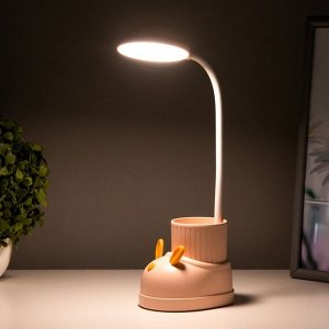 Лампа настольная «Ботинок заяц» LED 3 режима 3 Вт USB органайзер розовый 8x11x31 см RISALUX