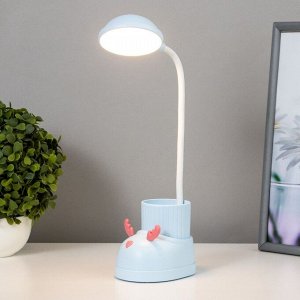 Лампа настольная «Ботинок лось» LED 3 режима 3 Вт USB органайзер синий 8x11x31 см RISALUX