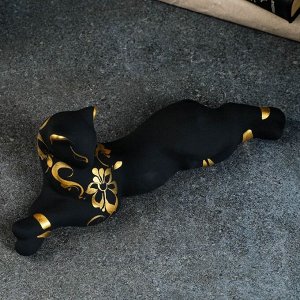 Фигура "Кошка Багира лежачая" роспись черная 7х27х10см