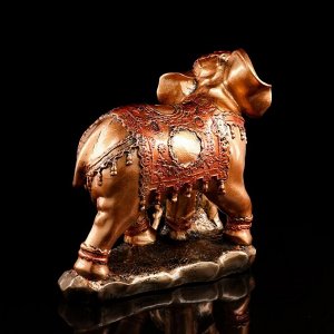 Статуэтка "Семья слонов", бронзовая, покрытие лак, гипс, 26 см, микс