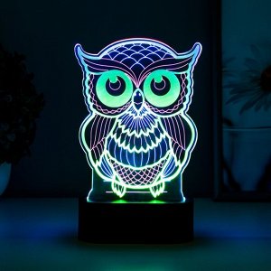 Светильник сенсорный "Сова" LED USB (90см) от батареек 3xАА черный 12,7х5,5х20,5 см