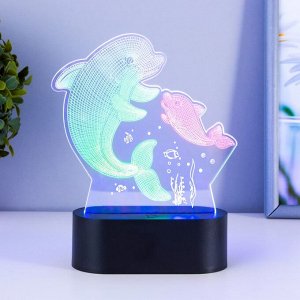 Светильник сенсорный "2 дельфина" LED USB (90см) от батареек 3xАА черный 15х5,5х17,8 см RISALUX 765