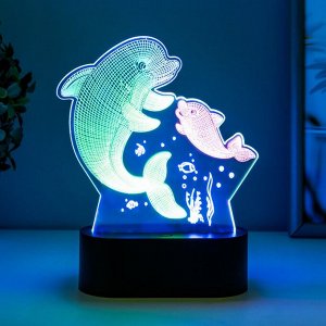 Светильник сенсорный "2 дельфина" LED USB (90см) от батареек 3xАА черный 15х5,5х17,8 см