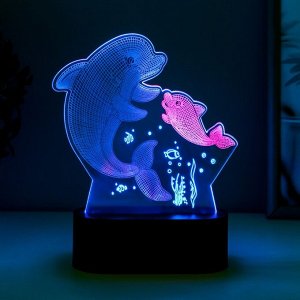 Светильник сенсорный "2 дельфина" LED USB (90см) от батареек 3xАА черный 15х5,5х17,8 см RISALUX 765