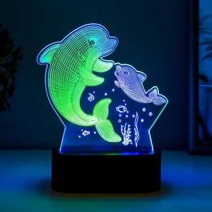 Светильник сенсорный "2 дельфина" LED USB (90см) от батареек 3xАА черный 15х5,5х17,8 см RISALUX 765