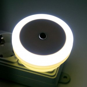 RISALUX Ночник &quot;Круг&quot; LED реагирует на темноту, белый 6,5Х6,5Х5 см