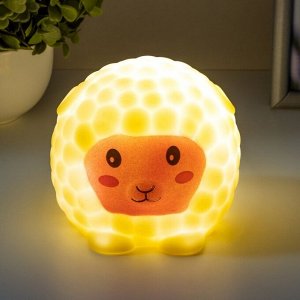 Фигурка светящаяся RISALUX «Барашек», LED-ночник, от батареек LR44, жёлтый, 9x9x8 см