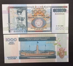 Бурунди 1000 франков 2006 UNC