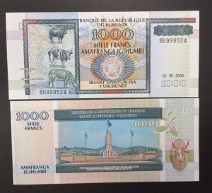 Бурунди 1000 франков 2006 UNC