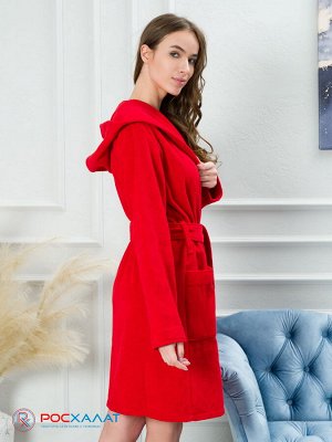 Махровый женский укороченный халат с капюшоном МЗ-01 (67)