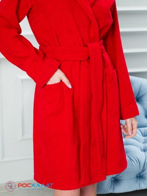 Махровый женский укороченный халат с капюшоном МЗ-01 (67)