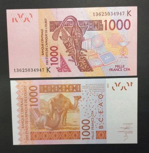 Западная Африка КФА 1000 франков литера К (Сенегал) UNC