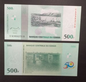 Конго 500 франков 2010 юбилейная UNC