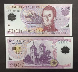 Чили 2000 песо 2004 UNC