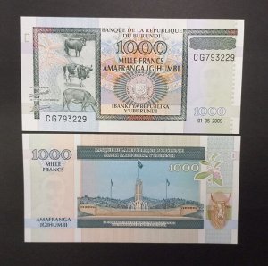 Бурунди 1000 франков 2009 UNC