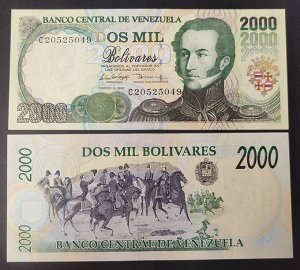 Венесуэлла 2000 боливар 1998 ранняя UNC