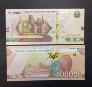 Узбекистан 100000 сом 2021 UNC