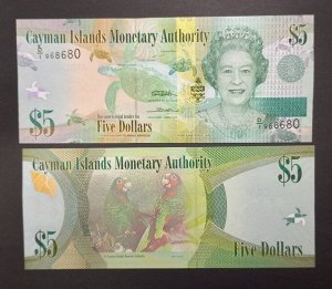 Каймановы острова 5 долларов 2010 UNC