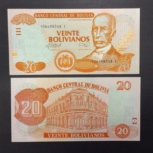 Боливия 20 боливано 1986 UNC