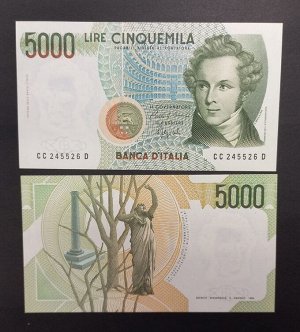 Италия 5000 лир 1984 UNC