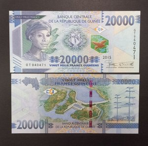 Гвинея 20000 франков 2015 юбилейная UNC