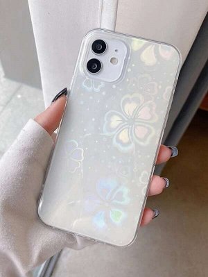 Прозрачный чехол для телефона с цветочным узором