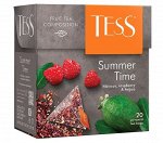 Чай в пирамидках травяной Tess Summer Time с гибискусом, малиной и ароматом фейхоа, 20 шт