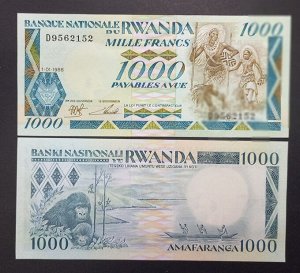 Руанда 1000 франков 1988 UNC