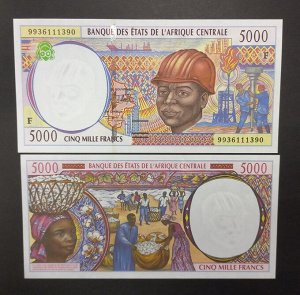 Центр Африка 5000 франков 2002 UNC