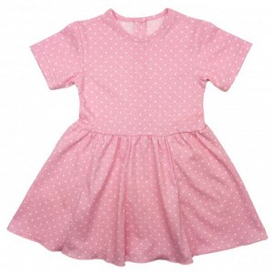 Платье 7028/8 розовое, мелкий, белый горошек