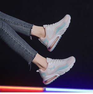 Женские кроссовки на шнуровке, белая подошва, цвет розовый/голубой