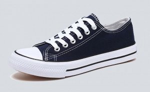 Классические мужские кеды на шнуровке, белая подошва, цвет белый/синий