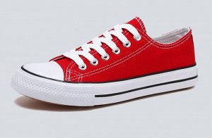 Классические мужские кеды на шнуровке, белая подошва, цвет белый/красный