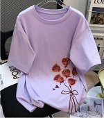 Хлопковая футболка ,  фиолетовая