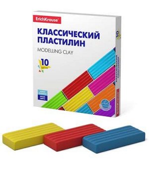 Пластилин 10 цв. Er.Krause Классический "Basic" в к/кор 160гр 50640 (3/7/28)