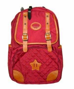 Рюкзак BL-121 бордовый с простежкой, отделка рыжий к/зам, 1отд, наружный карман на молнии, наружный клапан имитация, мягкие лямки (1/60)