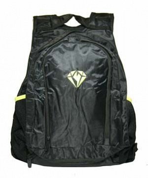 Рюкзак ВС-90 черный с салатов отделкой, 1отд, 2 наружних кармана на молнии, боковые карманы сетка, мягкая спинка(1/30)