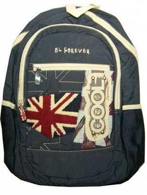 Рюкзак   подростк. AY-152/BL-191  темно-синий с бежевым, ткань, английский флаг, 2 отделения 4 кармана (1/50)