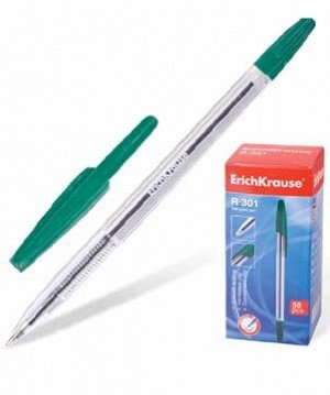 Ручка Er.Krause R-301 Classic Stick 1.0мм, прозрачный корпус зеленая 43187 (50)
