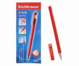 Ручка гелевая Er.Krause G-Soft красная 0,38мм, игольчатый стержень 39432 (12/144)