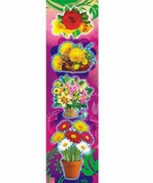 Закладки для книг глиттер "Цветы"  (50)