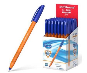 Ручка Er.Krause U-108 Orange Stick 1.0, Ultra Glide Technology синий желтый кор. 47582 (50/200)