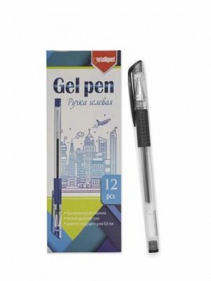 Ручка гелевая   INTELLIGENT CA-227 (черн) 0,5 мм прозрачный корпус, с черным грипом (12/12/2304)