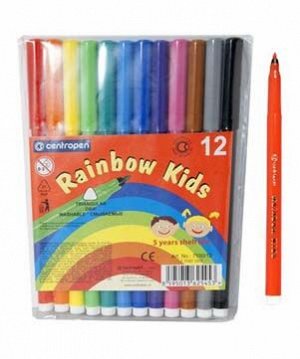 Фломастеры 12 цв. Centropen "Rainbow Kids" с трехгранным держателем 75501286 (5/100)