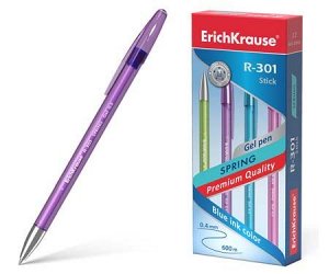 Ручка гелевая Er.Krause R-301 Spring Gel Stick 0.5мм 53348 синяя корп.ассорти (12/144)