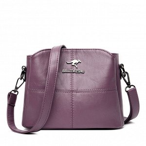 Женская сумка почтальонка из эко кожи с двумя ремешками, цвет фиолетовый