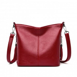 Женская мягкая сумка почтальонка из эко кожи с регулируемым ремешком и декоративными молниями, цвет красный