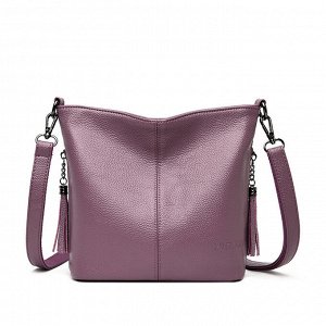Женская мягкая сумка почтальонка из эко кожи с регулируемым ремешком и декоративными молниями, цвет фиолетовый